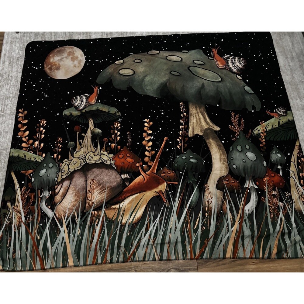 Mushroom Forest Tapestry Gnome Moon Boho Cottagecore Wall Hanging Decor (137)